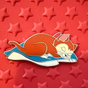 Disney Dinah Orange Sleeping Cat Enamel Pin with Blue Pillow